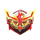 A stylized golden bird emblem with large, glowing wings in a pixel art style.