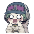 A chibi character wearing a cap and headset with wide, circular eyes and an open mouth in a shocked expression.