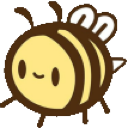 A round, cute bee with a smiling face and small wings.