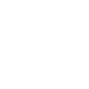 Two white pixelated animal paw prints on a black background.