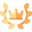 A golden crown centered above a laurel wreath in a pixel art style.