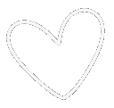 Four simple, hand-drawn heart outlines arranged in a horizontal row.