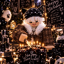 A 3D anime-style character with white hair and cat ears cuts into a dark birthday cake with lit candles in a dimly lit room.