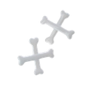 Two white bones arranged in a cross shape against a black background.