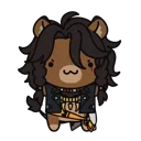 A chibi lion boy with dark hair and a black jacket looking determined.