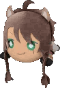 Two identical anime heads with brown hair and green eyes wearing a smug expression.