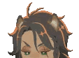 Humanoid character with animal ears looking sideways with a smug and unimpressed expression.