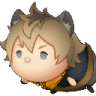 A round, chibi-style creature with animal ears and a grumpy, suspicious facial expression.