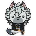 A fluffy white-furred creature with a serious expression wearing a dark jacket.