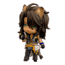 Anime lion boy chibi character standing with a confident and cool expression.