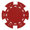 Red and black casino poker chips shown from top and side angles.