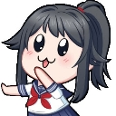 Anime girl in a school uniform making a mischievous face with her tongue sticking out.