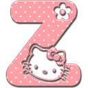 Letter Z in pink with white polka dots and a black cat face in the center.