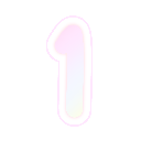A stylized number one with a soft pink glowing outline.