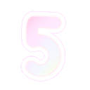 Number five in a soft pink color with a white outline.