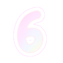 Number six in a soft glowing pastel pink font.