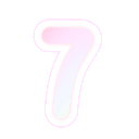 A stylized number seven in a soft pink and white glowing aesthetic.