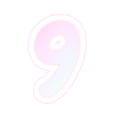 Number nine rendered in a soft pastel pink and white glowing style.