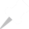 A white pushpin with a gray point angled towards the bottom left.