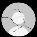Cracked gray circle with white highlights showing signs of structural damage.
