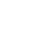 Globe icon rendered in white pixels against a solid black background.