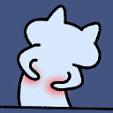 A white minimalist creature clutching its lower back with a red glowing area indicating pain.