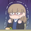 Anime girl with brown hair clenching her fists with a dark, frustrated expression and a vibrating aura.