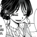 Girl with dark hair wearing a button-up shirt has a smug, mischievous smirk on her face.