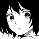Anime girl with short hair looking forward with wide, confused eyes and a neutral mouth.