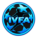 Soccer ball emblem with a player silhouette and the text IVFA in glowing blue.