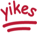 The word yikes written in a shaky red handwritten font with two red lines underneath.
