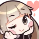 Anime girl winking with a soft smile and a pink heart floating behind her head.