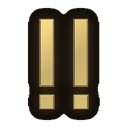 Two vertical golden exclamation marks centered against a dark background.