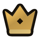 Crown icon in a simple flat gold style with a diamond shape in the center.
