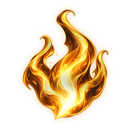 Fire flame glowing with intense orange and yellow light.