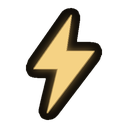 Lightning bolt icon in gold color against a dark background.
