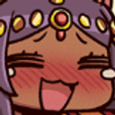 Sheba from Magi laughing with closed eyes and blushing cheeks.