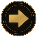 A gold arrow pointing right inside a dark circular frame.