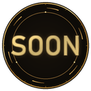 The word SOON in gold letters centered inside a dark circular frame with technical markings.