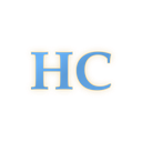Letters HC in a bold, collegiate style font with a light blue fill and a gold border.