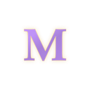 Letter M in a purple serif font with a thick golden outline.