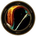 Glowing artifact with orange and blue light set in a dark circular frame.