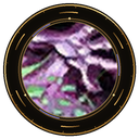 A circular icon displaying a swirling, abstract pattern of purple and green magical energy.