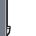 Anime girl with green hair and a police cap peeking from behind a gray wall.