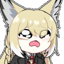 Anime girl with animal ears making a shocked, open-mouthed expression.