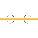 A horizontal gold bar with two circular filigree ornaments in a pixel art style.