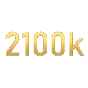 The text 2100k repeated four times in a shiny gold metallic font.