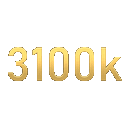 The text 3100k is repeated four times in a metallic gold font against a transparent background.