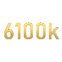 The text 6100k written in a shiny, metallic gold font.
