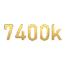 7400k text repeated four times in a shiny gold metallic font.